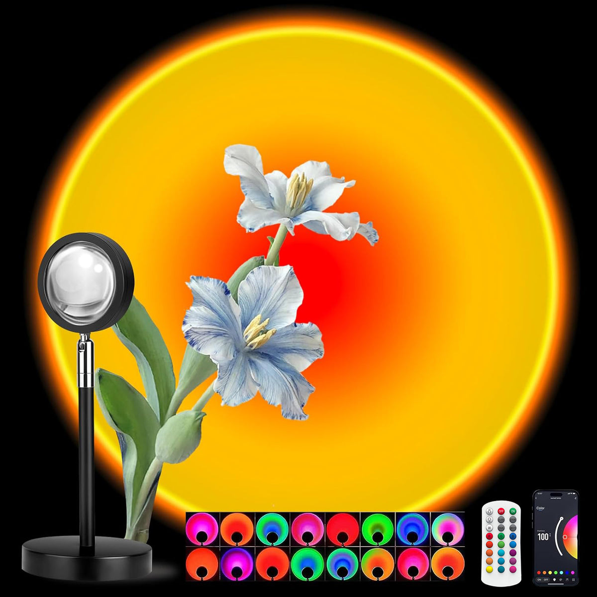 Smart Sunset Lamp Projection Multicolor Sunset Lights 180 Degree Rotat ...