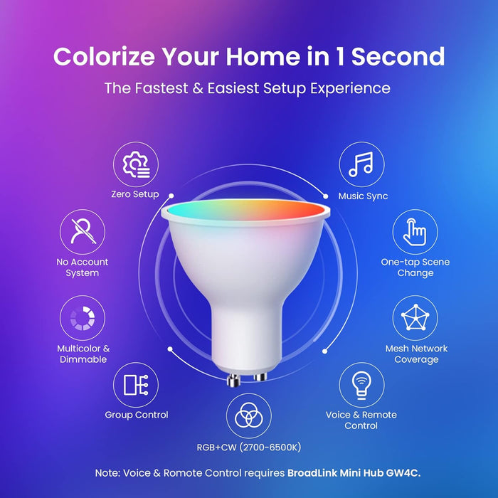 GU10 Smart WiFi Bulb RGBCW 5W