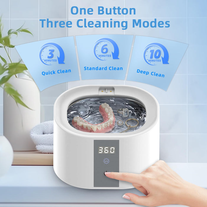 Ultrasonic Retainer Cleaner 45kHz Ultrasonic Deep Cleaning for Retainers 3 Timer Modes Compact 200ML Capacity