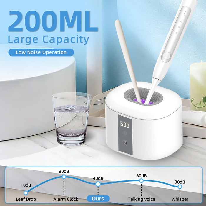 Ultrasonic Retainer Cleaner 45kHz Ultrasonic Deep Cleaning for Retainers 3 Timer Modes Compact 200ML Capacity