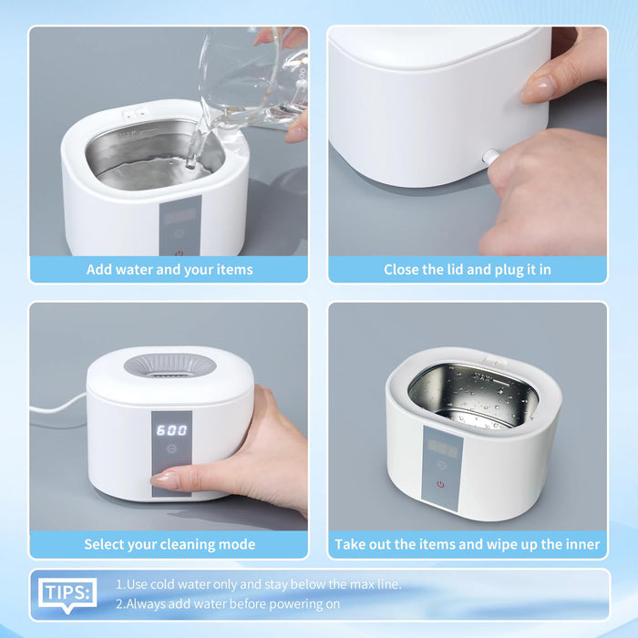 Ultrasonic Retainer Cleaner 45kHz Ultrasonic Deep Cleaning for Retainers 3 Timer Modes Compact 200ML Capacity