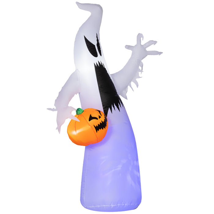 5.9' Halloween Inflatable Outdoor Decoration Ghost with Pumpkin, Blow Up LED Yard Decor for Garden, Lawn, Party, Holiday, Waterproof, Purple