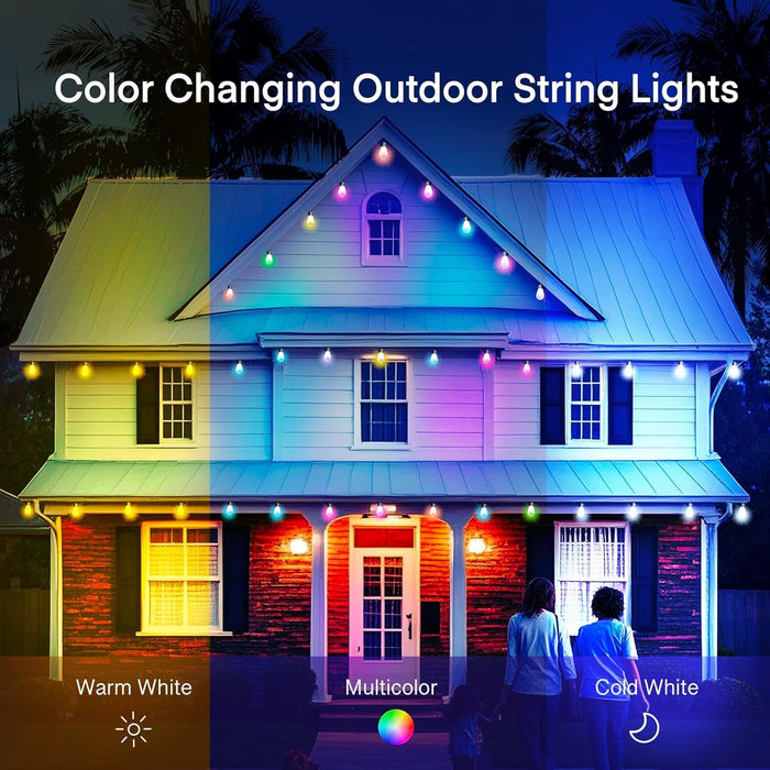S14 Smart Outdoor String Lights 20 RGB LED Edison Bulbs 50FT/15M