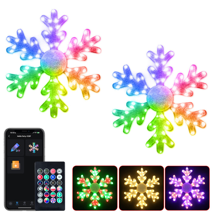 32" Christmas Huge Hanging Snowflake Pre-lit Smart Programmable Lights DIY Color Changing