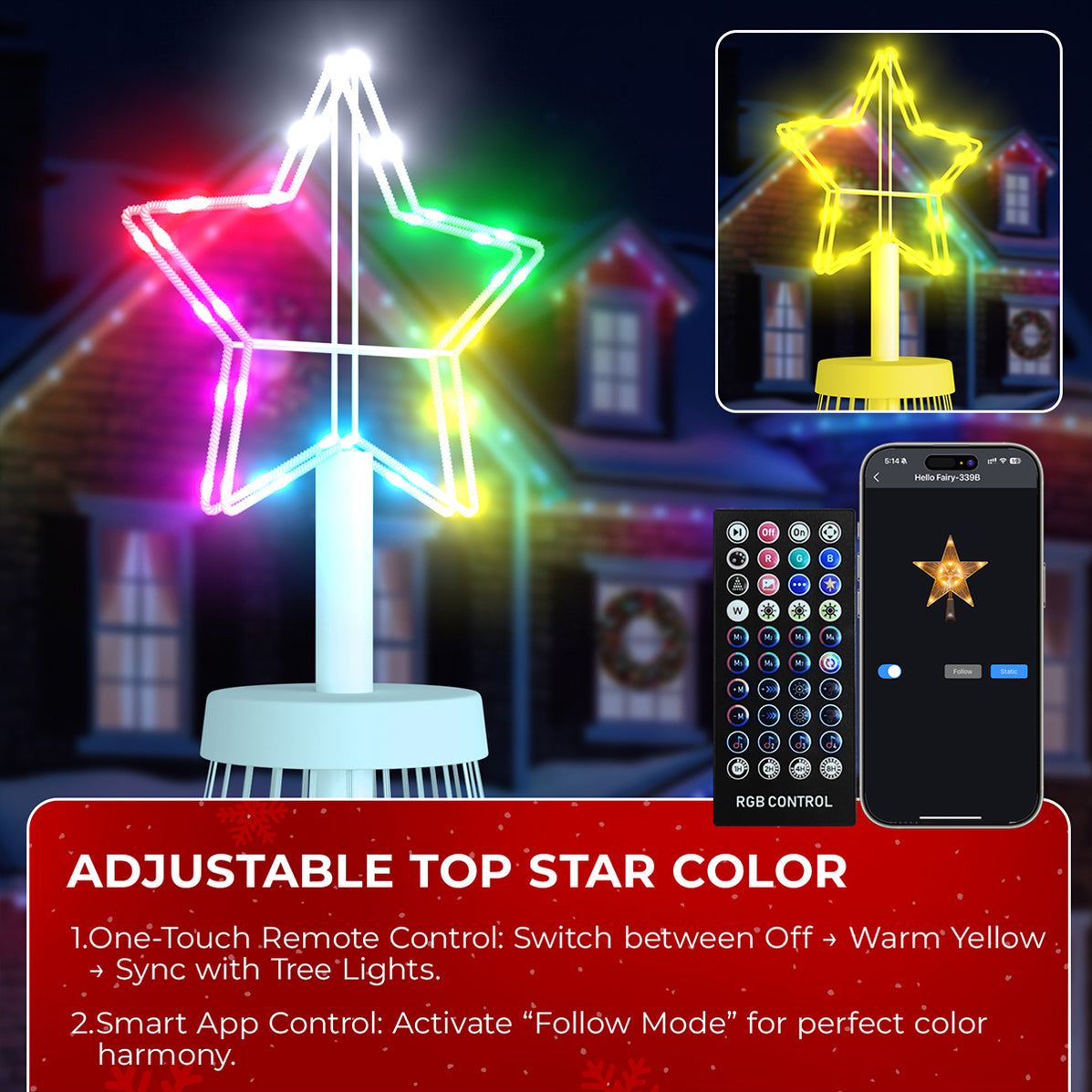 12-ft Christmas Cone Tree with Programmable RGB Fairy Lights ...