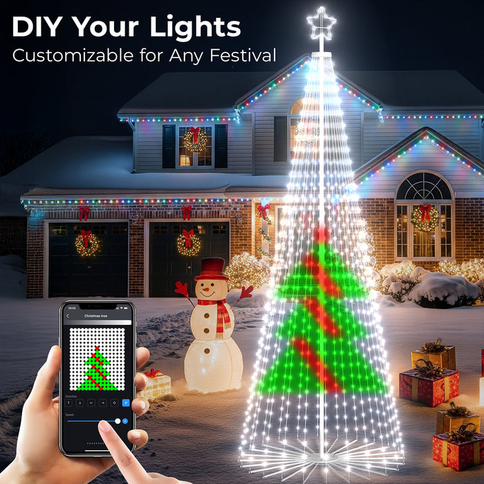12-ft Christmas Cone Tree with Programmable RGB Fairy Lights
