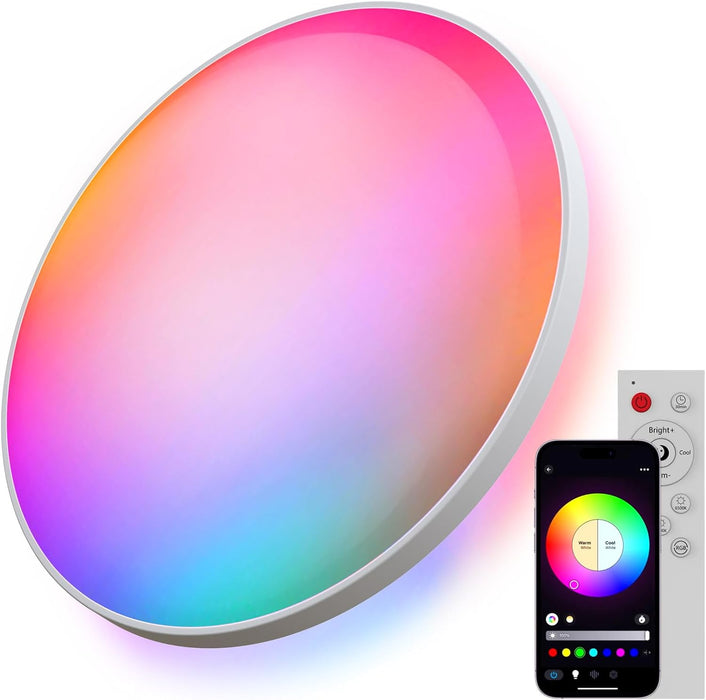12-in 30W Smart RGB+CCT Ceiling Lights WiFi & Bluetooth Works with Alexa and Google Assistant AC85~240V