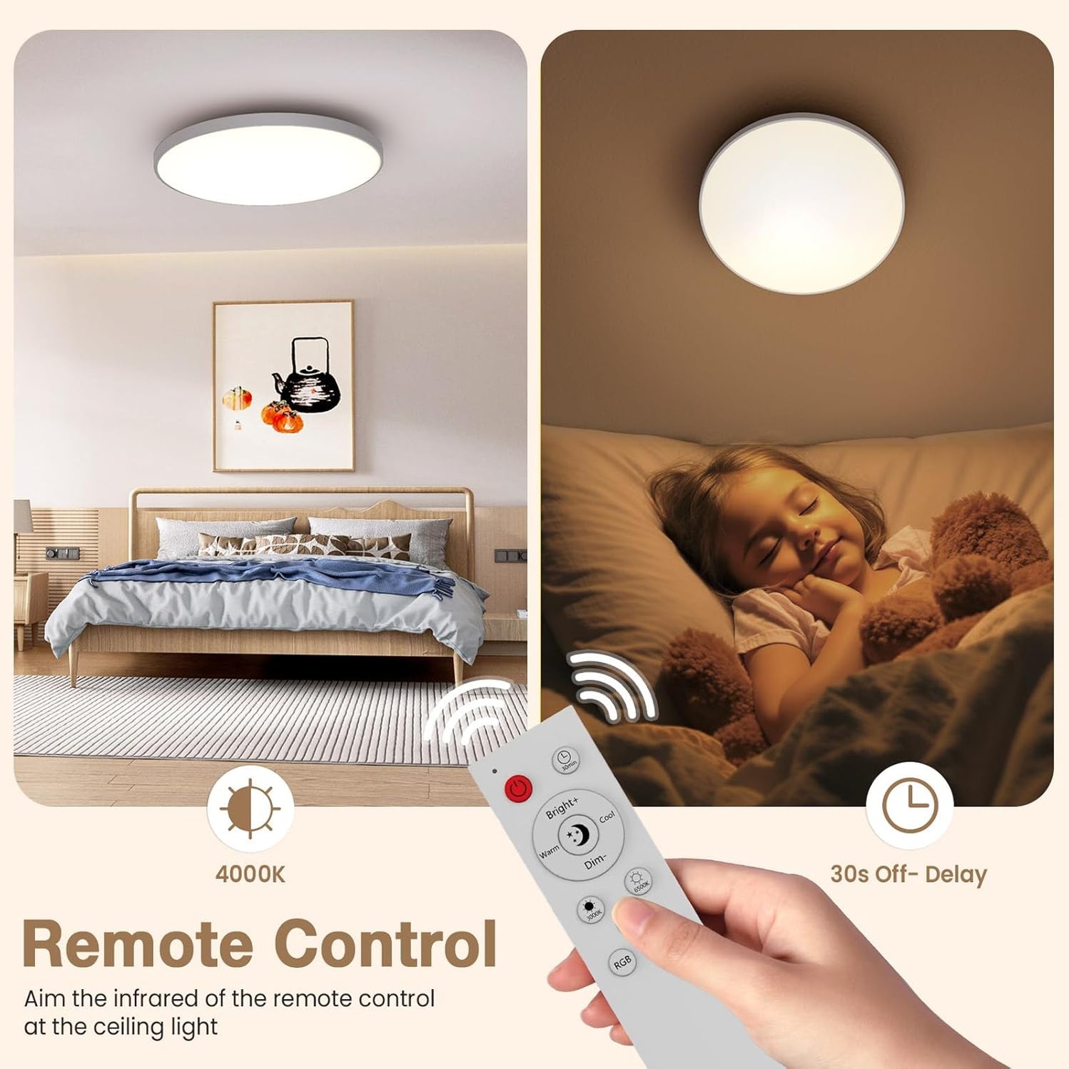 12-in 30W Smart RGB+CCT Ceiling Lights WiFi & Bluetooth Works with Ale ...