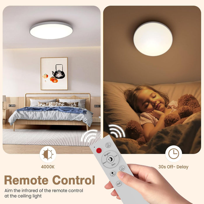 12-in 30W Smart RGB+CCT Ceiling Lights WiFi & Bluetooth Works with Alexa and Google Assistant AC85~240V