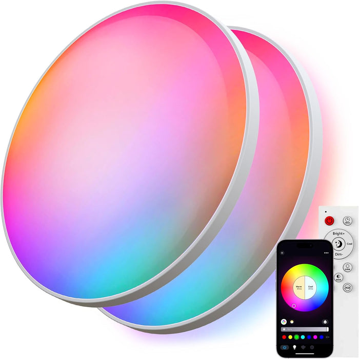 12-in 30W Smart RGB+CCT Ceiling Lights WiFi & Bluetooth Works with Alexa and Google Assistant AC85~240V