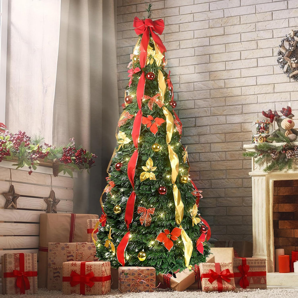 6-ft/7.5ft Prelit Collapsible Christmas Tree with Warm White