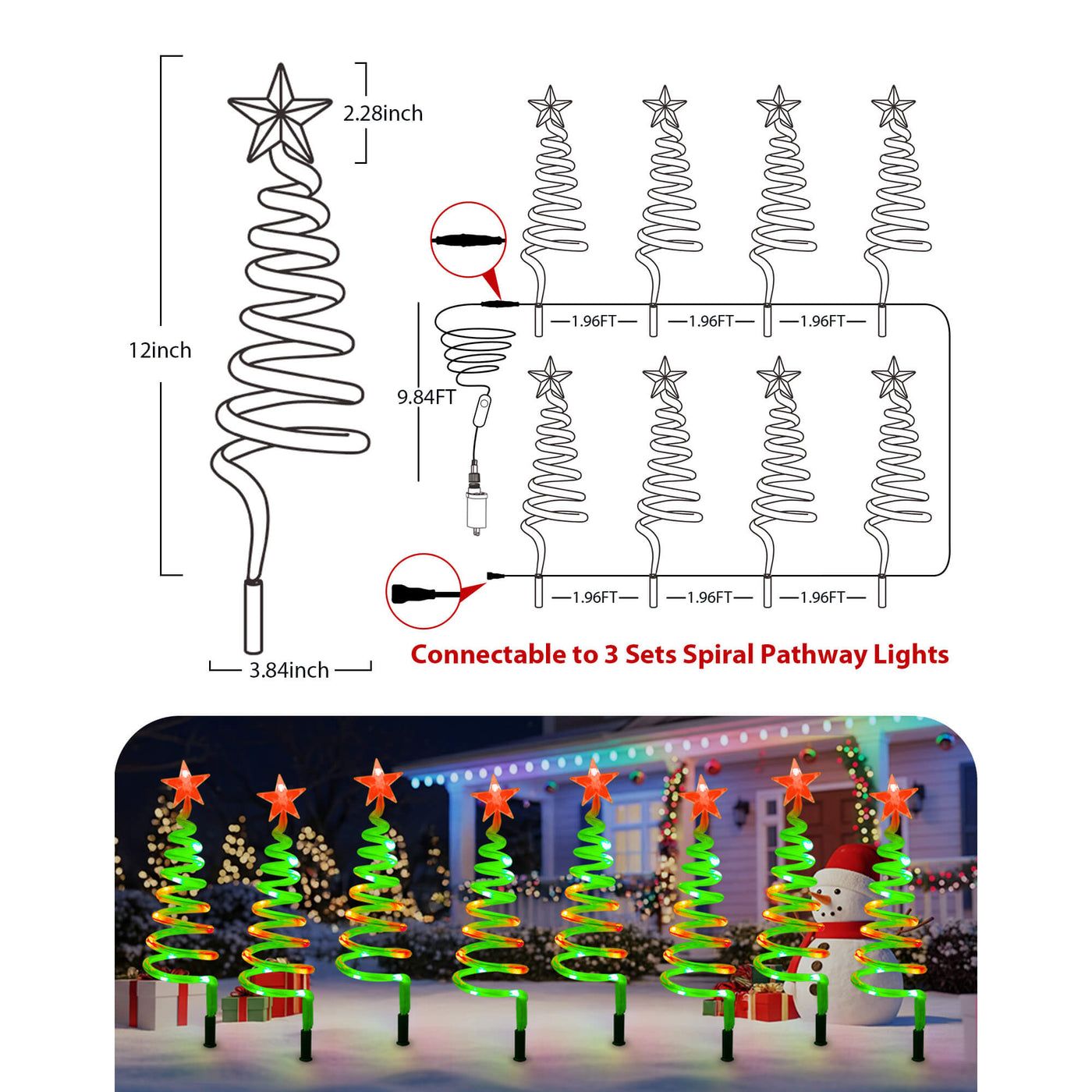 18-in Smart Spiral Christmas Tree Pathway Lights (Set of 8 ...