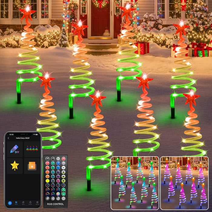 18-in Smart Spiral Christmas Tree Pathway Lights (Set of 8)