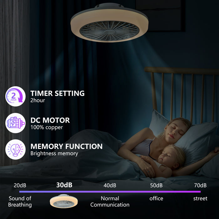 18" RGB Ceiling Fan with LED Light, 6-Speed Reversible, App/Remote Control, Dimmable 3000K-6000K, Low Noise, for Living Room/Bedroom/Party