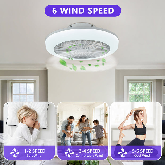 18" RGB Ceiling Fan with LED Light, 6-Speed Reversible, App/Remote Control, Dimmable 3000K-6000K, Low Noise, for Living Room/Bedroom/Party