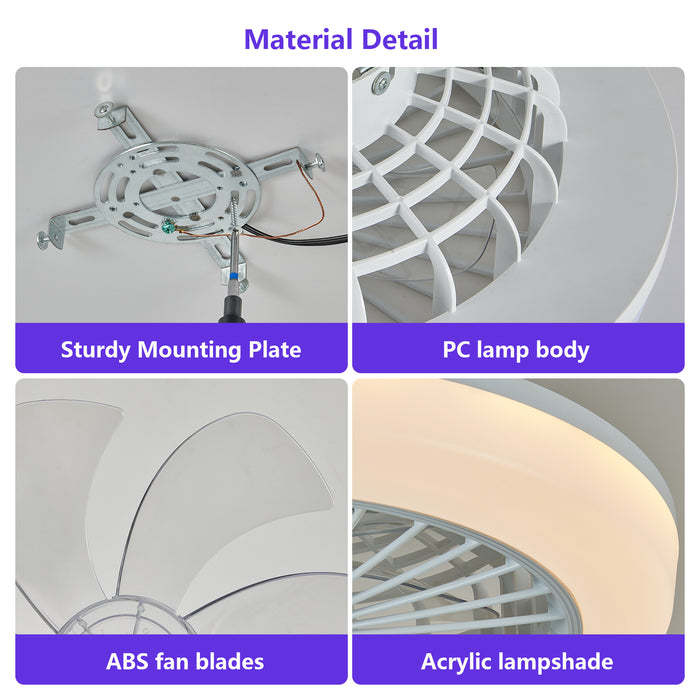 18" RGB Ceiling Fan with LED Light, 6-Speed Reversible, App/Remote Control, Dimmable 3000K-6000K, Low Noise, for Living Room/Bedroom/Party