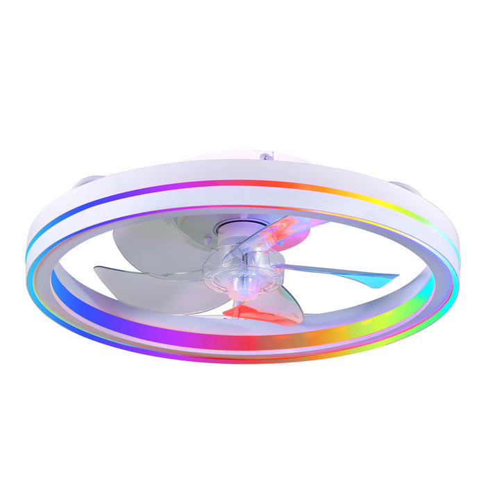 19" Smart Round Ceiling Fan with RGB Lights Remote and App-Controlled