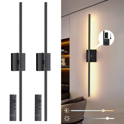 31.5" Wall Sconces Lights with Rechargeable Battery 360° Rotation 2-Pack