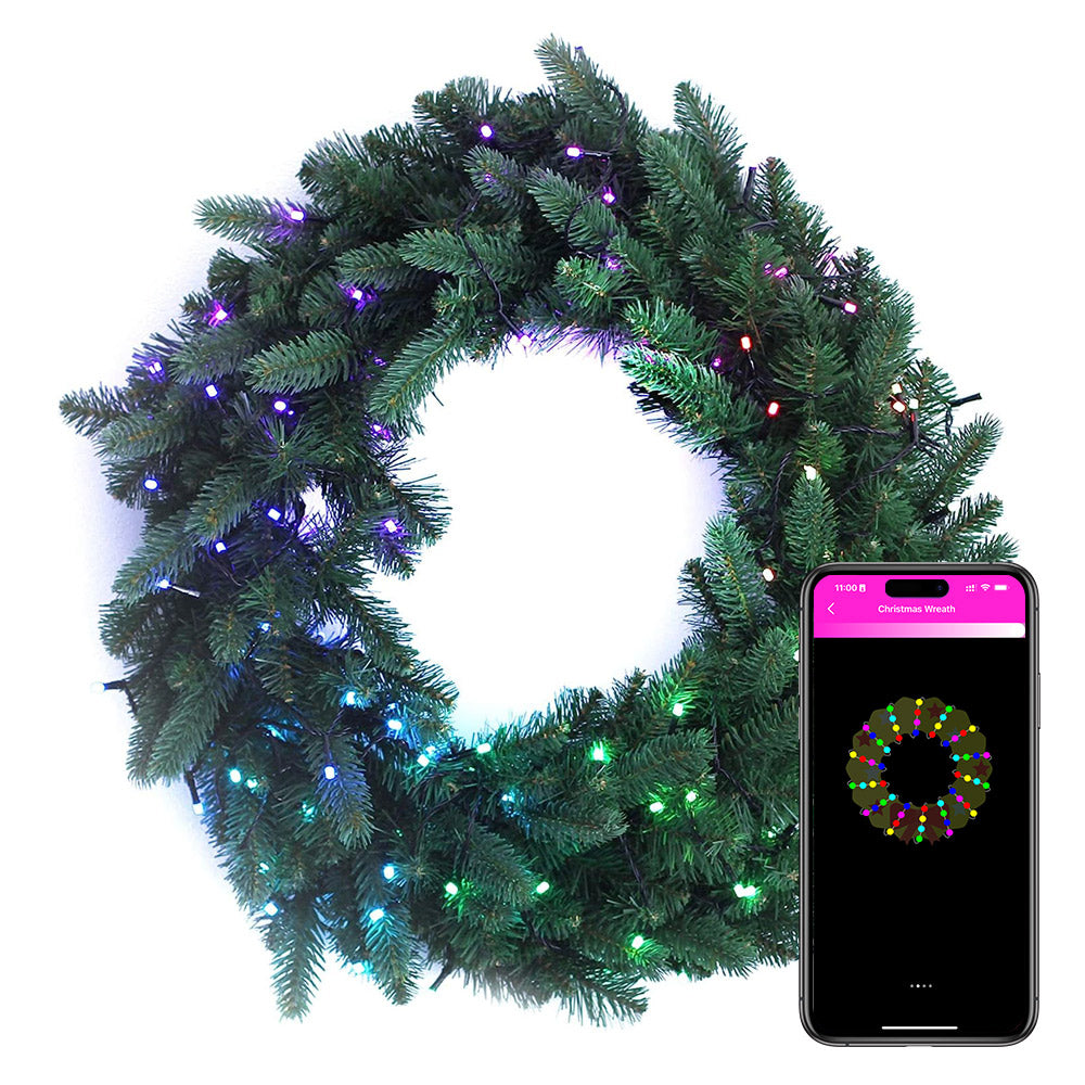 App-Controlled LED Artificial Christmas Wreath 24"