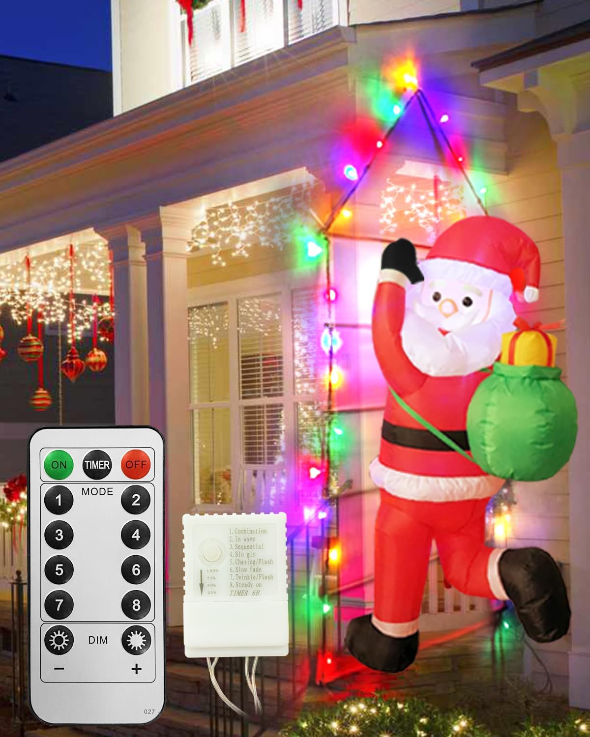 Christmas Decorative Ladder Lights with Santa Claus