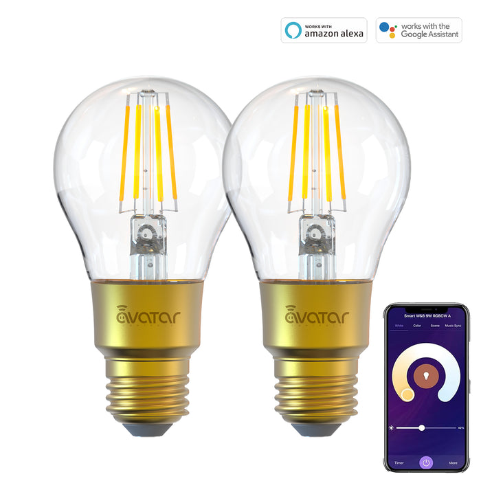 E26 A19 Smart Filament LED Bulb Edison Light Bulb 6W Works with Alexa/Google Home