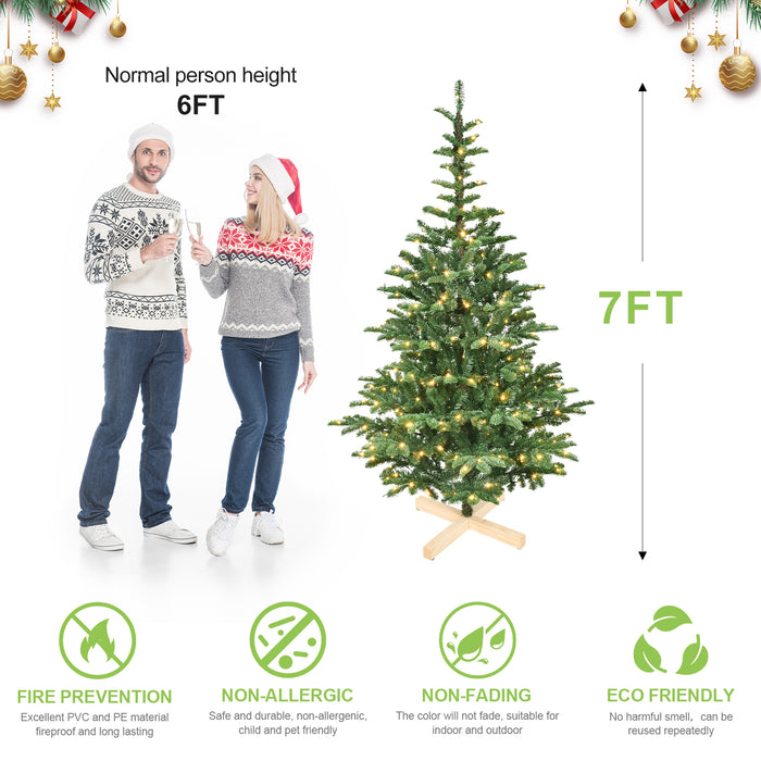 5/6/7/8FT Prelit Artificial Premium Douglas Fir Christmas Tree with Warm White Lights