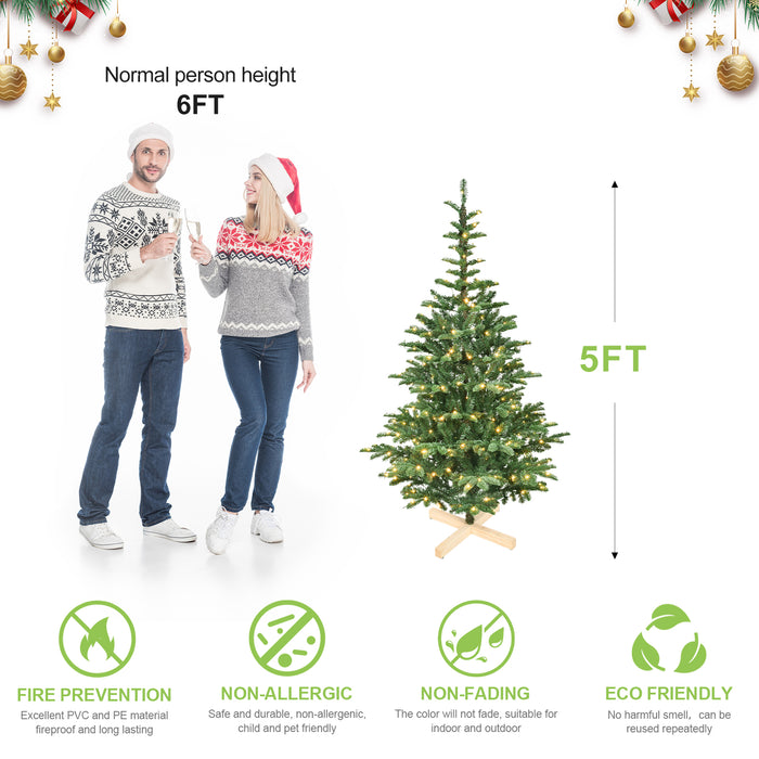 5/6/7/8FT Prelit Artificial Premium Douglas Fir Christmas Tree with Warm White Lights