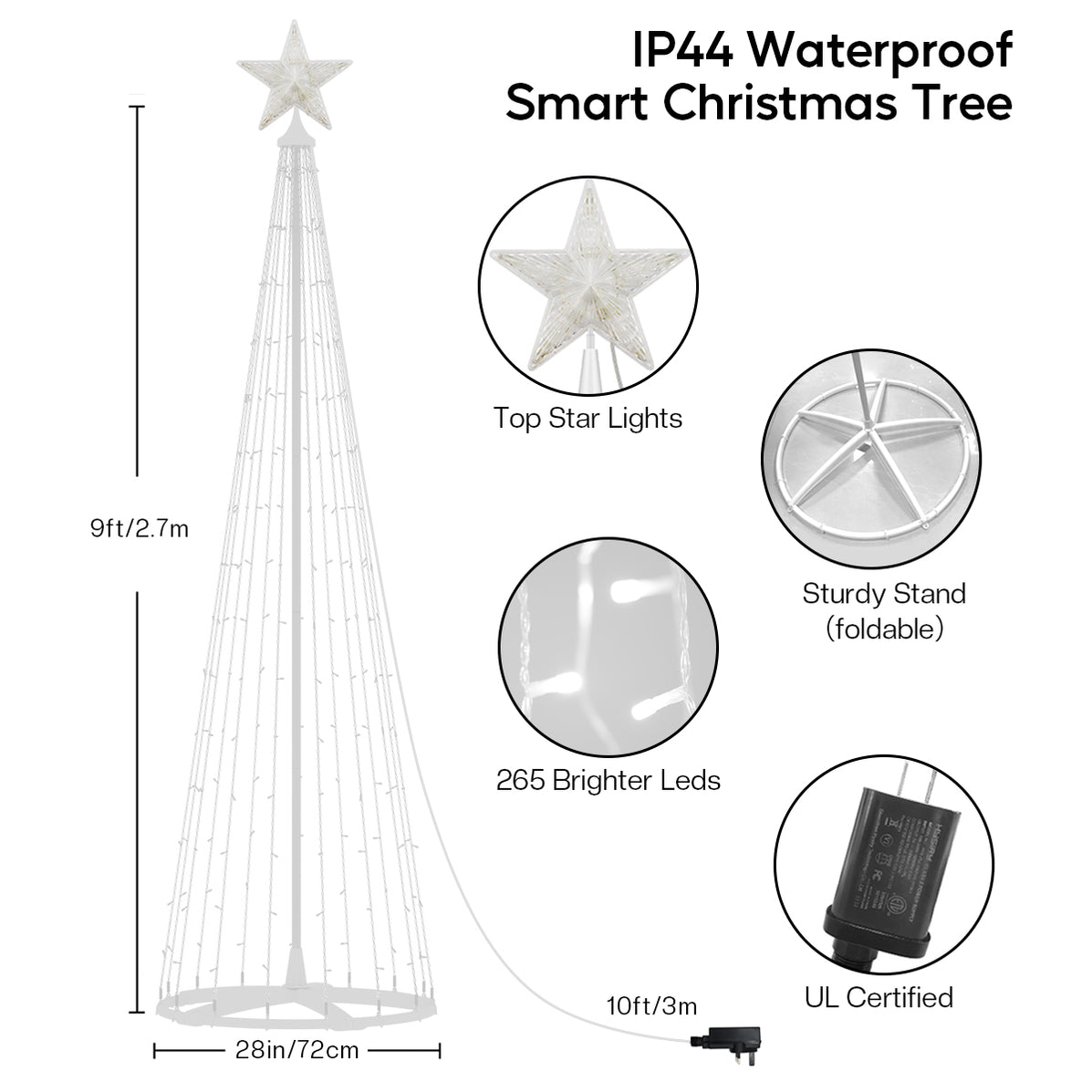 6-ft/8-ft/9-ft Smart LED Christmas Cone Tree Lights — AvatarControls