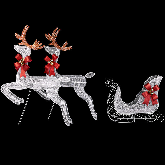 3-Piece Lighted Set of 2 Reindeer & Sleigh