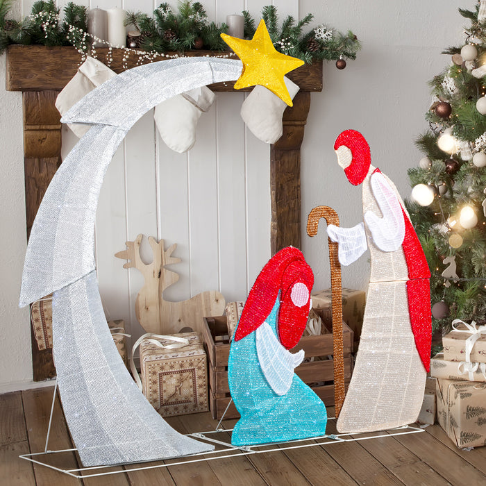 3.7FT Lighted 2D Nativity Scene Indoor Outdoor Christmas Decorations