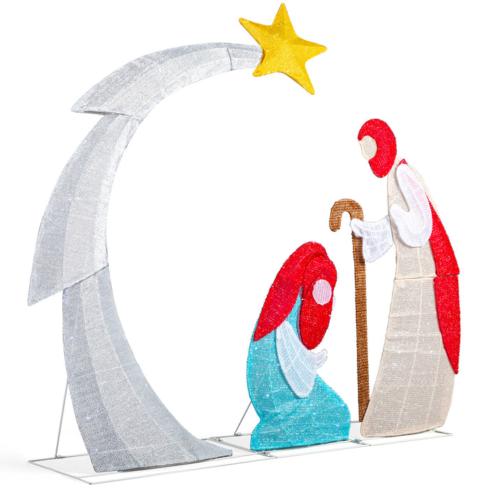 3.7FT Lighted 2D Nativity Scene Indoor Outdoor Christmas Decorations