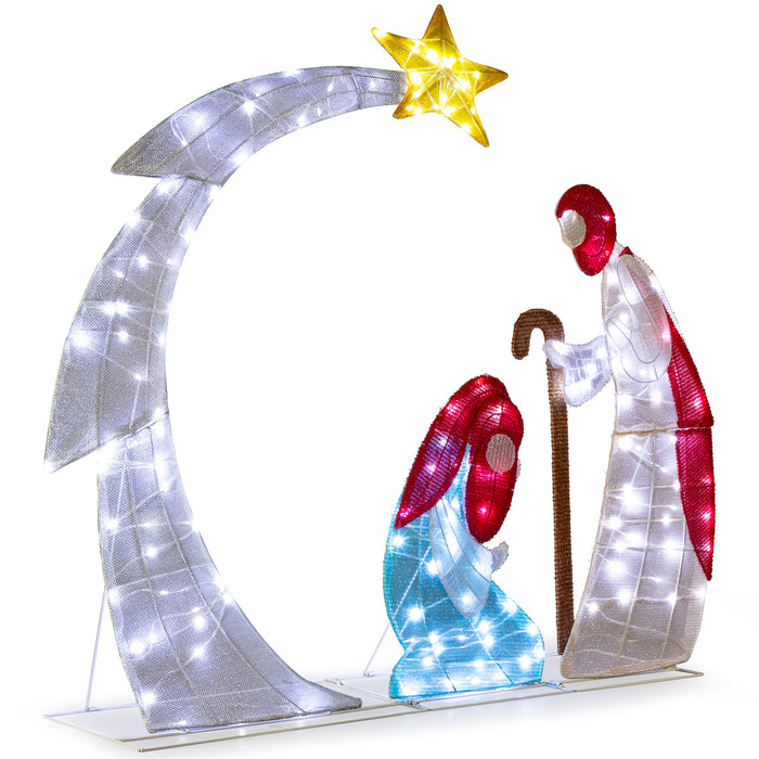 3.7FT Lighted 2D Nativity Scene Indoor Outdoor Christmas Decorations