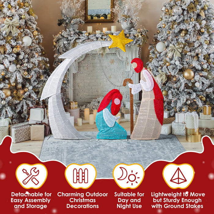 3.7FT Lighted 2D Nativity Scene Indoor Outdoor Christmas Decorations