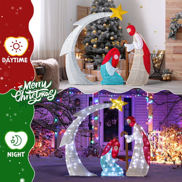 3.7FT Lighted 2D Nativity Scene Indoor Outdoor Christmas Decorations