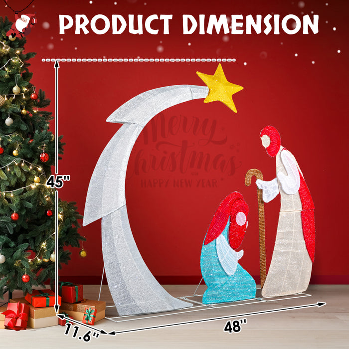 3.7FT Lighted 2D Nativity Scene Indoor Outdoor Christmas Decorations