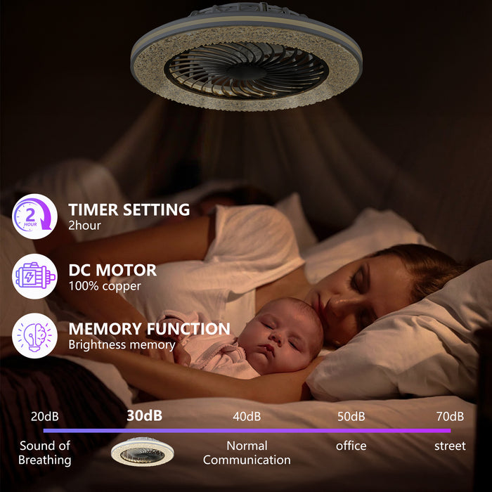 23" RGB Ceiling Fan with LED Light, 6-Speed Reversible, App/Remote Control