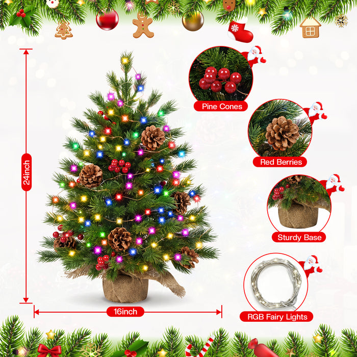24in Desktop Mini Christmas Tree with Smart Fairy Lights RGB Hello Fairy App-controlled