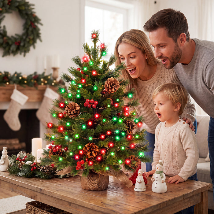 24in Desktop Mini Christmas Tree with Smart Fairy Lights RGB Hello Fairy App-controlled