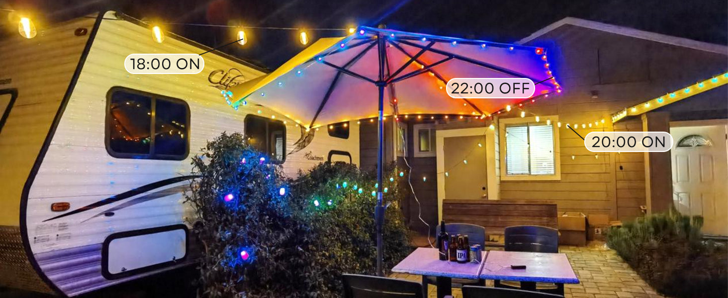 Solar String Lights App& Remote Control Patio Lights with RGB 53ft 25 LED