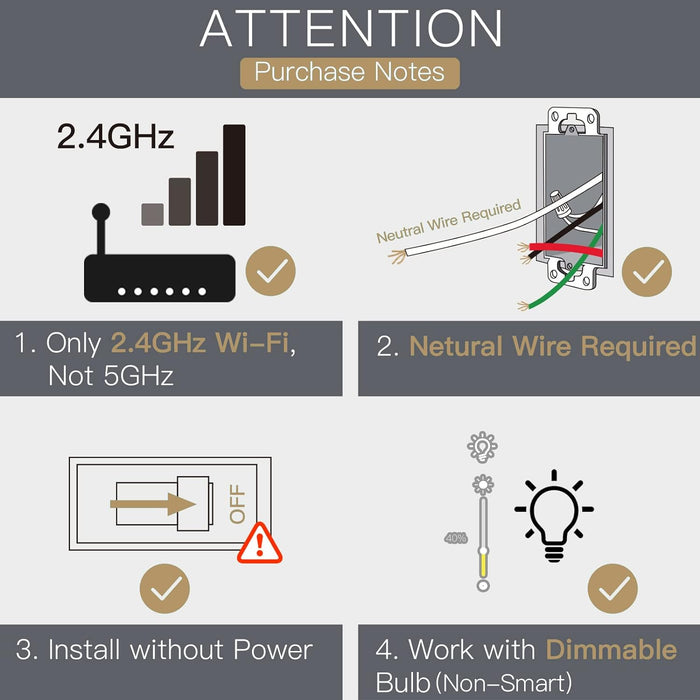 Smart Dimmer Switch with RF Remote Neutral Wire Required (1 Gang EU/UK Version)