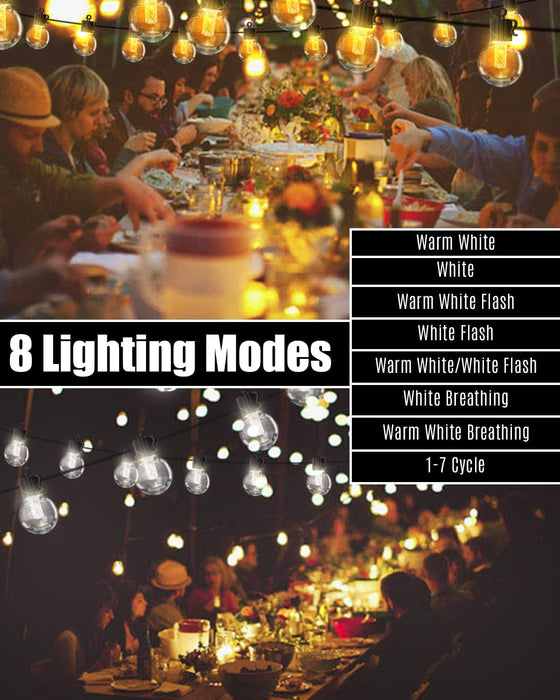 Solar String Lights for Outside 25ft Warm Cool Tunable Solar LED Outdoor Lights