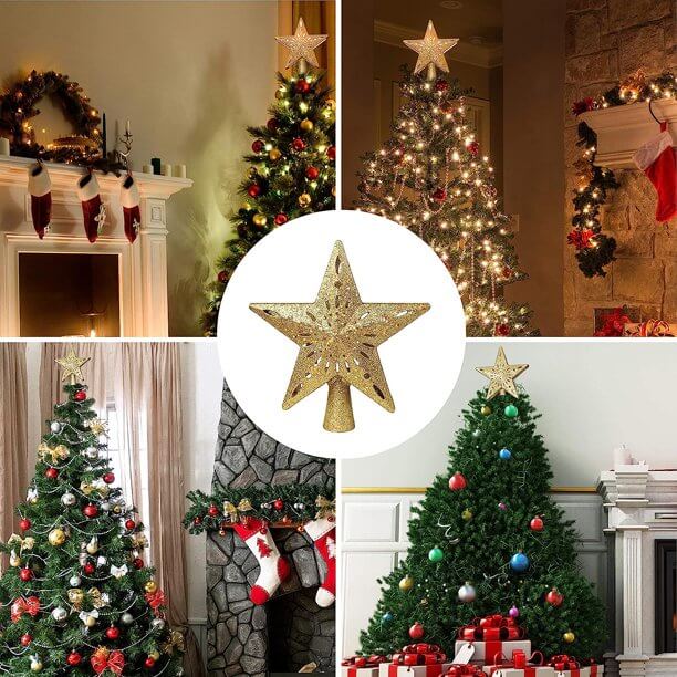 Christmas Tree Topper Lighted Built-in LED Rotating Lights 3D Glitter Projector