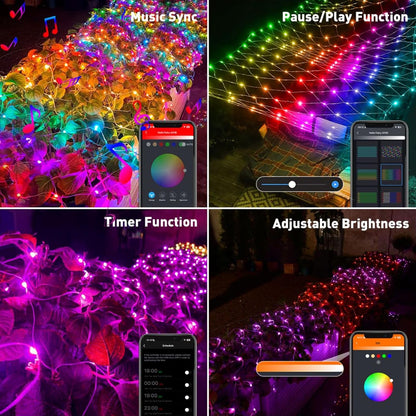 Dynamic Christmas Net Lights Outdoor RGB 5ft x 6ft