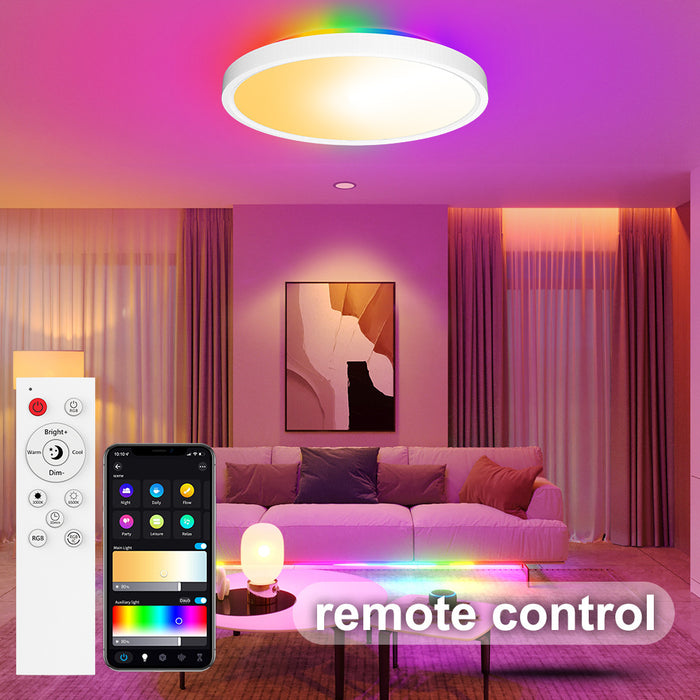 Dimmable RGB Smart Wi-Fi Ceiling Light - 30W 12inch