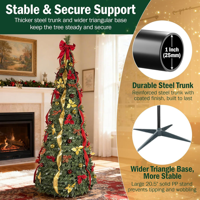 6-ft/7.5ft Prelit Collapsible Christmas Tree with Warm White Lights (Green)