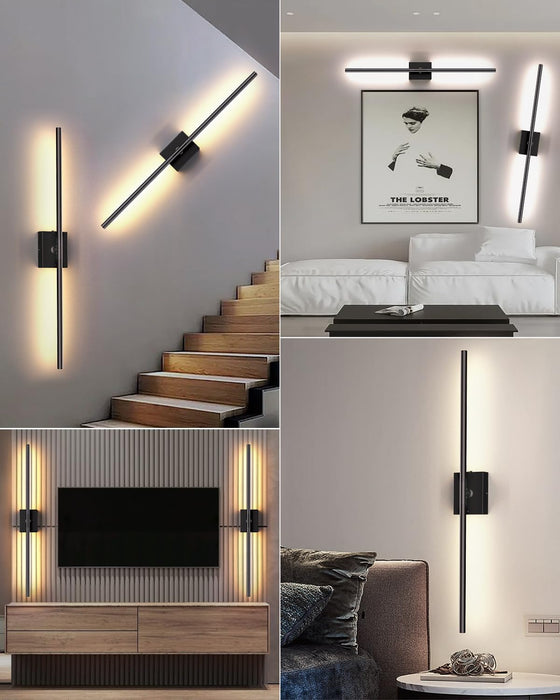 31.5" Wall Sconces Lights with Rechargeable Battery 360° Rotation 2-Pack