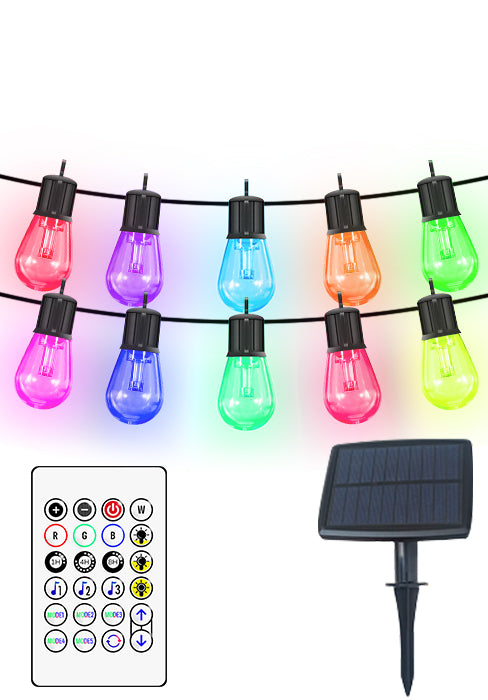 Solar String Lights App& Remote Control Patio Lights with RGB 53ft 25 LED