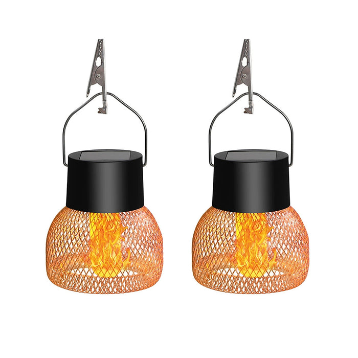 Metal Waterproof Flickering Flame Hanging Solar Lanterns