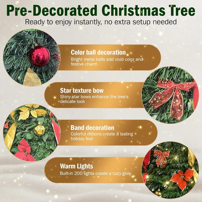 6-ft/7.5ft Prelit Collapsible Christmas Tree with Warm White Lights (Green)