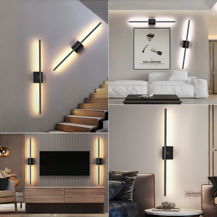 31.5" Wall Sconces Lights with Rechargeable Battery 360° Rotation 2-Pack